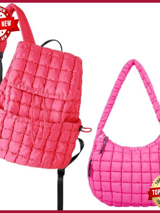 Quilted Puffer Tote & Backpack, Nylon, Lightweight, Multi-Functional Travel Bag main image 6